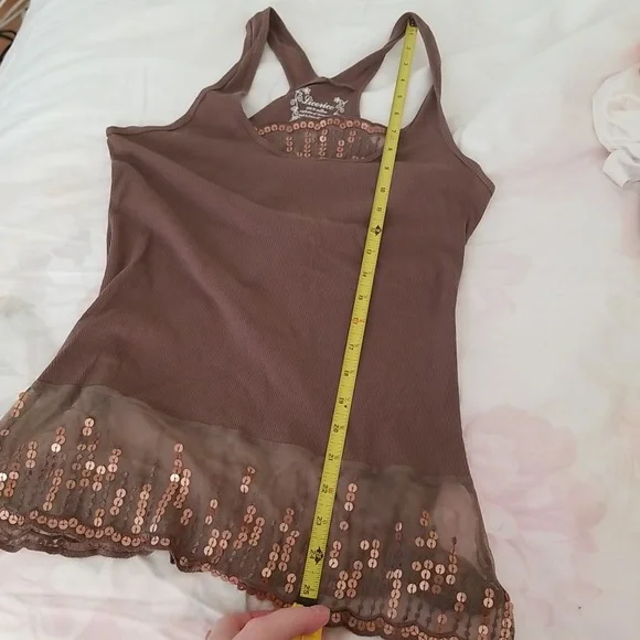 Licorice brown sequin tank top (M) - Picture 5 of 6